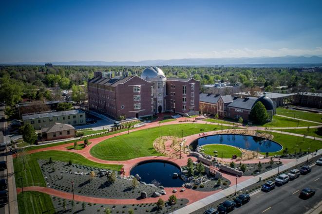 University of Denver STEM Green aerial view